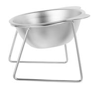 Raised Stainless Steel PET Bowl Stand, 14.2oz Silver Feeding Dish | Anti-slip Base, Stable Spill-resistant Placement, 15.00x11.50x10.50cm Size, for Kittens and Cats