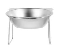 Raised Stainless Steel Pet Bowl with Stand 14.2oz Silver | Easy to Clean, Secure Placement, Stable and Spill-resistant, Anti-slip, for Dogs and Cats, 15.00x11.50x10.50cm
