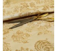 Raised Textured Floral Use Upholstery Fabric, Gold | By The Metre, Chenille