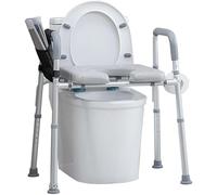 Raised Toilet Seat Riser with Handles, Adjustable Padded Elevated Seat for Seniors, 4-in-1 Design, Shower Chair with Safety Arms for Comfort
