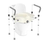 Raised Toilet Seat with Armrests, Width and Height Adjustable, Comfortable Raised Toilet Seat Raiser for Bathroom Safety for People with Limited Mobility