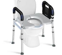 Raised Toilet Seat with Handles, 450lb Toilet Seat Risers for Seniors, Adjustable Height & Width, Extra Support Bars, Padded Seat, V-Opened Handicap Elevated Toilet Seat for Pregnant, Fits Any Toilet