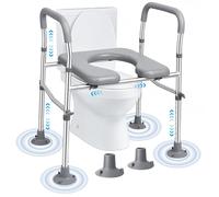 Raised Toilet Seat with Handles, Adjustable Height & Width Toilet Seat Riser with Padded Seat, 400lb Heavy Duty Bathroom Aid for Elderly & Disabled, Fits Most Toilets