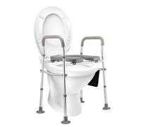 Raised Toilet Seat with Handles, Adjustable Toilet Riser 68-82cm 8 Heights, Toilet Seat Riser for Elderly Seniors, Disability Aids for Hip Replacement, Toilet Frame Fits Any Toilet 200kg