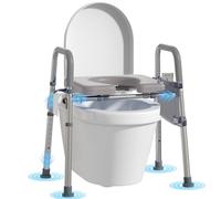 Raised Toilet Seat with Handles - Adjustable Width Elevated Seat, Cozy Padded Toilet Seat Risers for Seniors, Handicap & Disabled