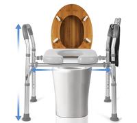 Raised Toilet Seat with Handles, Soft Padded Toilet Seat Risers for Seniors, Adjustable Width & Height Toilet Riser for Bariatric, Handicap, Heavy Duty Toilet Seat Riser, Fit Any Toilet