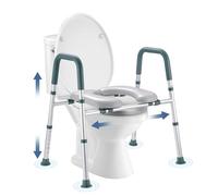 Raised Toilet Seat with Handles, Toilet Seat Riser for Seniors with Adjustable Height & Width, 400lb Cozy Padded Elevated Toilet Seat for Elderly, Handicap and Disabled, Fit Any Toilet