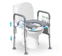 Raised Toilet Seat with Padded Handles,400 LBS Handicap Elevated Toilet Seat for Elderly,Pregnant,Disabled, Adjustable Height&Width-Toilet Seat Riser for Seniors,Fit Any Toilet,Grey