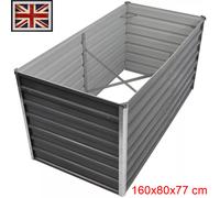 vidaXL Raised Vegetable Garden Bed Galvanised Steel Grey Flower Pot Planter