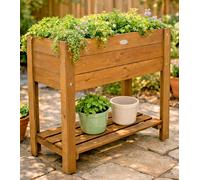 Raised Wooden Garden Planter Herb Flower Vegetable Bed Trough 80x78cm Esschert