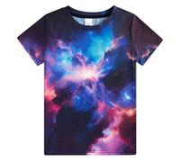 RAISEVERN Boys Girls T Shirts Galaxy 3D Funky T-Shirts Cute Purple Blue Bright Printed Neon Kids Tshirt Cool Football Tee, 10-12 Years