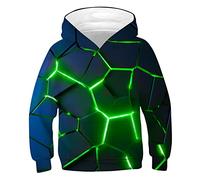 RAISEVERN Boys Hoodies Green Lava Kids 3D Print Cool Jumpers Hoodie Funny Girls Hoodys Pullover Sweatshirt Sport Outwear School Vacation 14-16 Years, XL