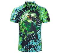RAISEVERN Dinosaur Hawaiian Shirts 3D Printed Festival Funny Ugly Green Rave Mens Loud Funky Bad Taste Shot Shirt Crazy Stag Party, XXL