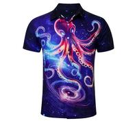 RAISEVERN Galaxy Mens Shirts 3D Printed Hawaiian Funny Octopus Funky Stag Bright Ugly Holiday Bad Taste Crazy Shirt Rave Awful Gifts, L