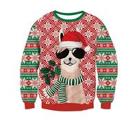 RAISEVERN Mens Jumper Alpaca Christmas Funny Womens Ugly Sweater Snowflake Vintage Xmas Jumpers for Couples Family Ladies Party Gifts, XXL