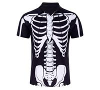 RAISEVERN Mens Shirts Halloween Bad Taste Ugly Stag 3D Printed Funny Skeleton Funky Loud Rave Awful Crazy Hawaiian Loud Shirt Gifts, M