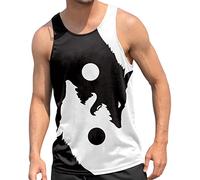 RAISEVERN Mens Vests Wolf 3D Printed Graphic Running Funny Black White Tai Chi Summer Tank Tops Gym Workout Cool Undershirt, XL