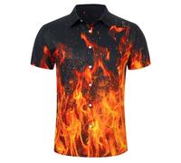 RAISEVERN Rave Mens Shirts 3D Printed Hawaiian Funny Black Red Funky Stag Bright Ugly Holiday Bad Taste Crazy Shirt Awful Gifts, L