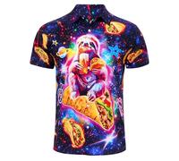 RAISEVERN Taco Mens Shirts 3D Printed Hawaiian Funny Sloth Funky Stag Bright Ugly Holiday Bad Taste Crazy Shirt Rave Awful Gifts, L