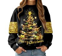 RAISEVERN Womens Christmas Jumper Ugly Xmas Sweatshirts Funny Graphic Crew Neck Casual Long Sleeve Shirts, S-XXL