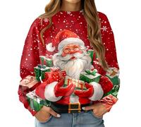 RAISEVERN Womens Christmas Jumper Ugly Xmas Sweatshirts Funny Graphic Crew Neck Casual Long Sleeve Shirts, S-XXL