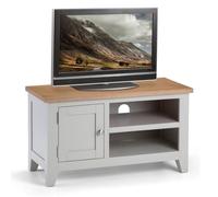 raisie wooden tv stand in oak top and grey with 1 door