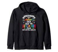 Raising A Child With Autism Easy Said No Autism Mom Puzzle Zip Hoodie