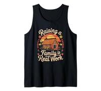 Raising A Family is Real Work Rustic Sunset Farm Tank Top