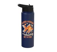 Raising A Husband is Exhausting Get A Fish Stainless Steel Insulated Water Bottle