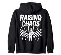 Raising Chaos Skeleton Hand Rock Anthem Graphic Zip Hoodie