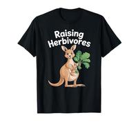 Raising Herbivores, Cute Kangaroo with Baby Fun Vegan Design T-Shirt