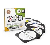 Raising Ivy Baby Sensory Flash Cards | Contrast Images and Poems for Development | 20 High Contrast Black and White Animals | 0-6 Months | Newborn Gift | Jungle Animals Themed Poems to Stimulate Baby