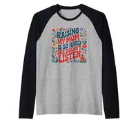 Raising My Mom is So Hard She Doesn’t Listen Retro Floral Raglan Baseball Tee