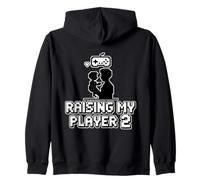 Raising My Player 2 Funny Gaming Dad Father's Day Gamer Zip Hoodie
