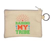Raising My Tribe Minimalist Star Logo Key Chain Coin Purse Beige
