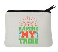 Raising My Tribe Minimalist Star Logo Neoprene Coin Purse Pouch 10x11cm White