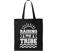 Raising My Tribe Pineapple and Sun Graphic Natural Ecological Cotton Tote Bag Black