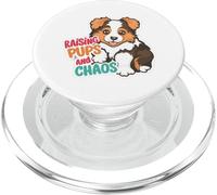 Raising Pups and Chaos Cute Dog Mom Puppy Design PopSockets PopGrip for MagSafe