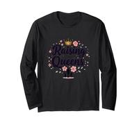 Raising Queens: Empowering Daughters Floral Crown Gift Long Sleeve T-Shirt, Adult Unisex, Black, M