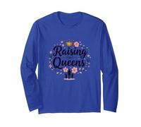 Raising Queens: Empowering Daughters Floral Crown Gift Long Sleeve T-Shirt, Adult Unisex, Royal Blue, M