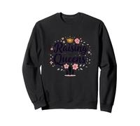 Raising Queens: Empowering Daughters Floral Crown Gift Sweatshirt, Adult Unisex, Black, M