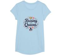 Raising Queens: Empowering Daughters Floral Crown Gift T-Shirt, Girls, Baby Blue, Small