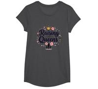 Raising Queens: Empowering Daughters Floral Crown Gift T-Shirt, Girls, Dark Heather Grey, XS