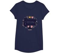Raising Queens: Empowering Daughters Floral Crown Gift T-Shirt, Girls, Navy, XS