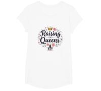 Raising Queens: Empowering Daughters Floral Crown Gift T-Shirt, Girls, White, Medium