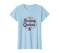 Raising Queens: Empowering Daughters Floral Crown Gift T-Shirt, Women, Baby Blue, M