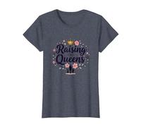 Raising Queens: Empowering Daughters Floral Crown Gift T-Shirt, Women, Heather Blue, M