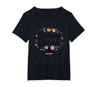 Raising Queens: Empowering Daughters Floral Crown Gift T-Shirt, Women's Plus, Black, 1X