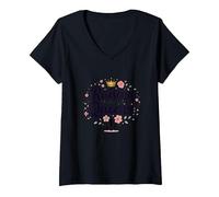 Raising Queens: Empowering Daughters Floral Crown Gift V-Neck T-Shirt, Women, Black, M