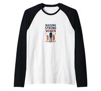 Raising Strong Women: Empowering Daughters for Fathers Raglan Baseball Tee, Men, Black/White, S